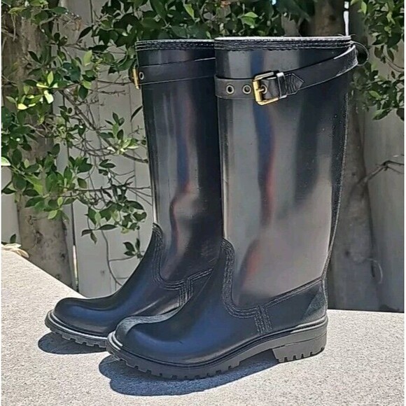 Marc By Marc Jacobs Tall Sleek Black Rubber Winter Rain Boots Size 39 (6) - Picture 2 of 9